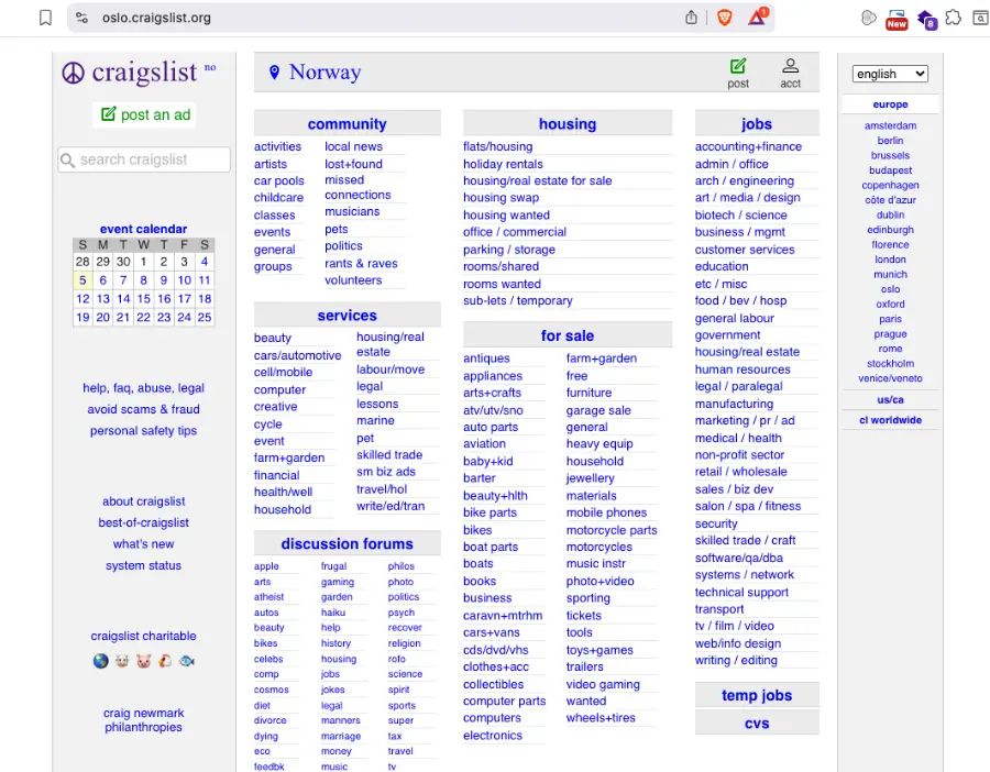 Craigslist Bruker opplevelse
